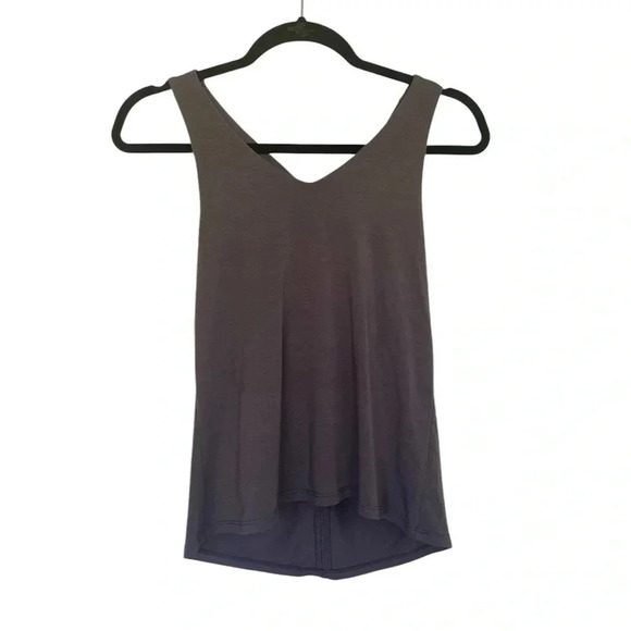 Athleta Grey Bells Essence V Neck Keyhole Cross Back Tank Top - Picture 1 of 7